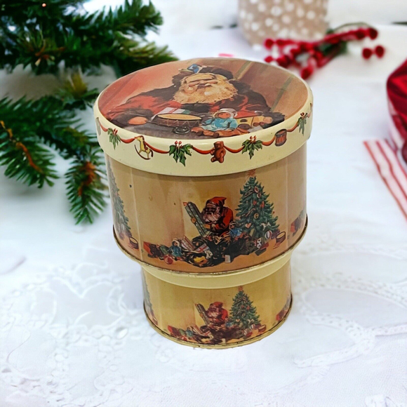 Santa Christmas Toys Nesting Candy Tin Box Storage Containers EUC - Picture 6 of 8
